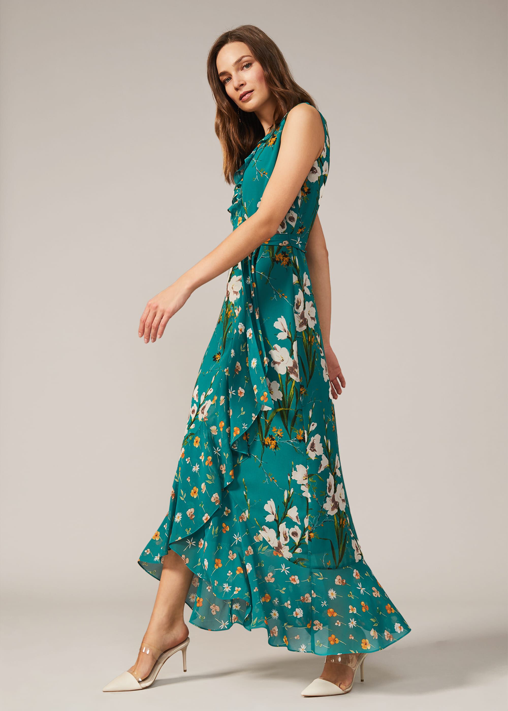 Sofia Floral Frill Maxi Dress | Phase Eight